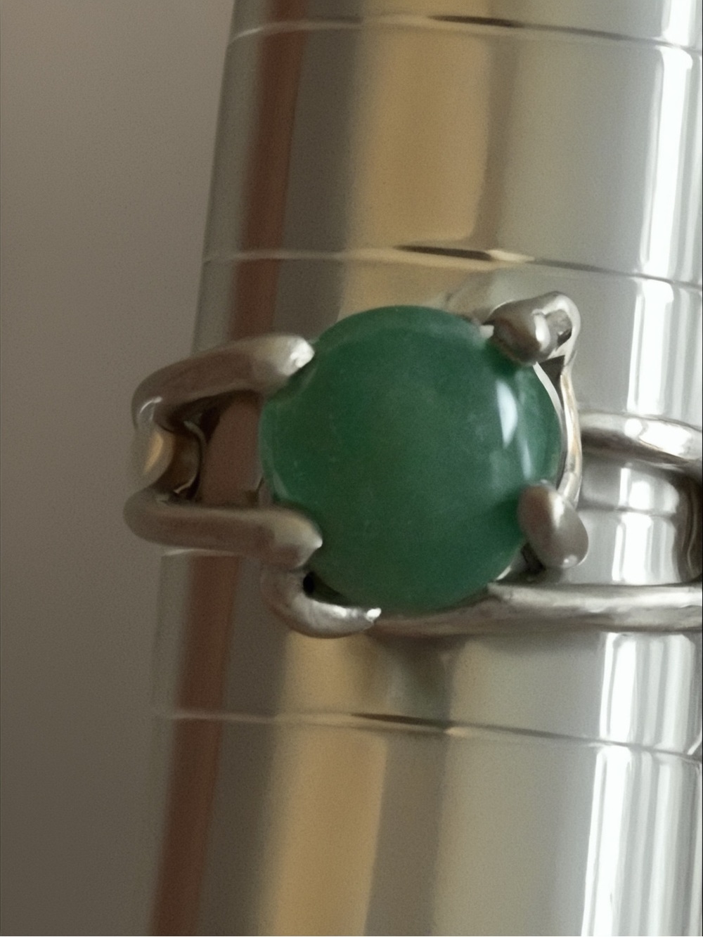 Green Stone Sterling-Color Ring - Women Jewelry